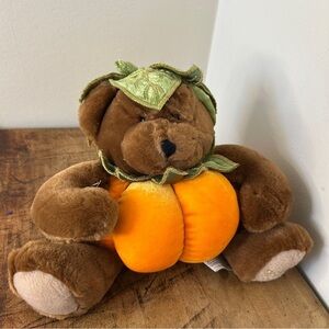 Godiva Teddy Bear with Pumpkin Costume Plush Stuffed Animal Toy Fall Halloween
